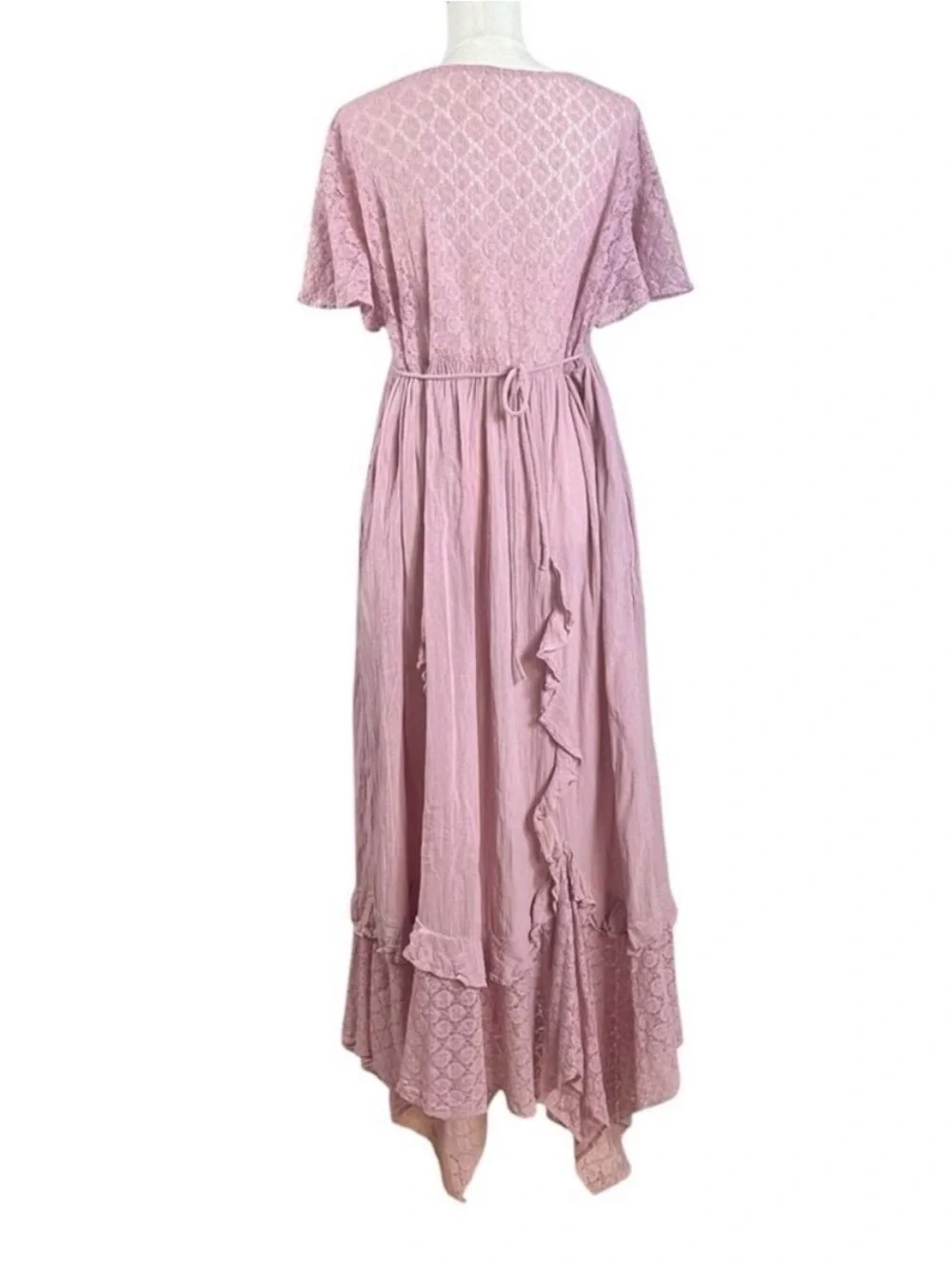 Free People Ethereal Bohemian Bring The Romance Midi Maxi Dress Pink Medium